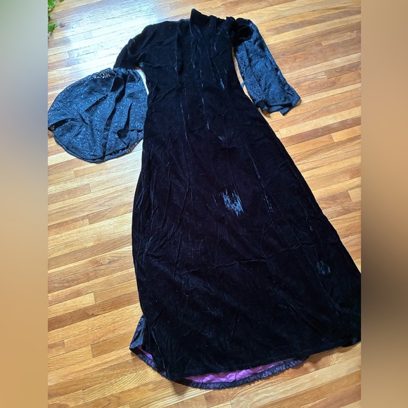 90s Lip Service Black and Purple Long Sleeve Romantic Goth Vampire Dress - Picture 8 of 9